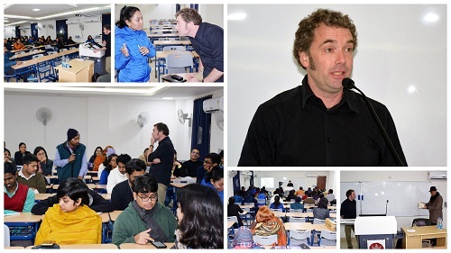 Mr. Lennart Bes delivering a lecture at Nalanda University