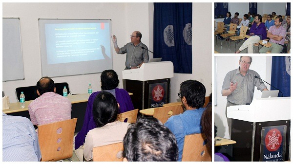 Professor Peter Gottschalk, Professor of Religion, Wesleyan University, USA while delivering lecture at Nalanda University